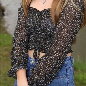 Papaya Black Floral Blouse